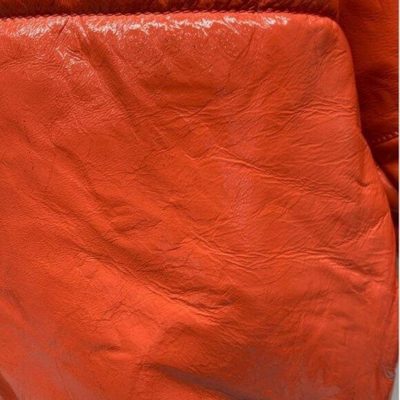 Lita by Ciara Patent Leather Puffer Coat Limited Edition Orange Fiesta Sz Small - Picture 15 of 15